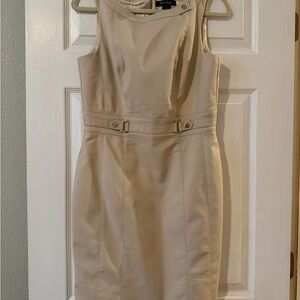 White House Black Market Cream Sleeveless Sheath Dress